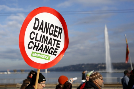  Protesters demonstrate during a rally ahead of the 2015 Paris Climate Conference, known as the COP21 summit, in Geneva, Switzerland November 28, 2015REUTERS/Pierre Albouy