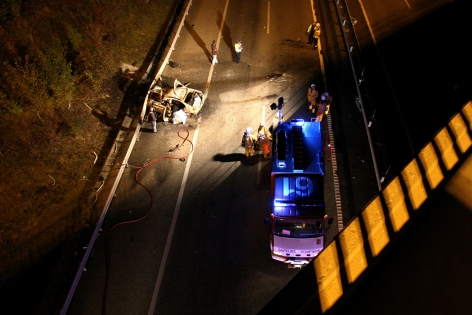  Geneve, le 20 octobre 2007.
Accident mortel route de Saint-Julien. 
©Pierre Albouy/Tribune de Geneve