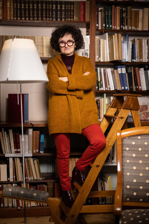 Marie-Hélène Lafon pour Le Temps Genève, le 1er mars 2022.
Portrait de l'écrivaine Marie-Hélène Lafon.
Photo Pierre Albouy pour Le Temps